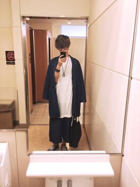 「ガウチョパンツ」｜「アイテム（デニムパンツ）」を使った、くらさん（メンズ・184cm）の夏コーディネート