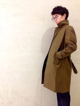 「MONTGOMERY（モンゴメリー）のアイテム（トレンチコート）」を使った、OHBUCHI TAKUYAさん（メンズ・169cm）の冬コーディネート