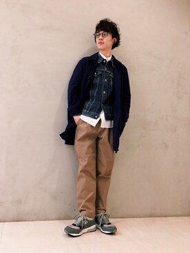 「ショップコート」｜「アイテム（デニムジャケット）」を使った、OHBUCHI TAKUYAさん（メンズ・170cm）の冬コーディネート