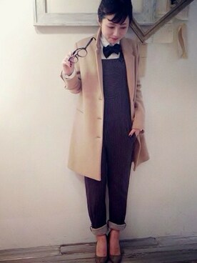 「plage（プラージュ）のアイテム（つなぎ/オールインワン）」を使った、MYHさん（レディース・152cm）の秋コーディネート