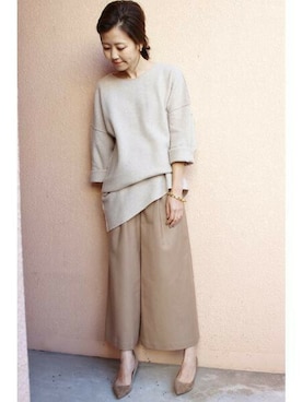 「ゴールドアクセ」｜MYHさん（レディース・166cm）の冬コーディネート