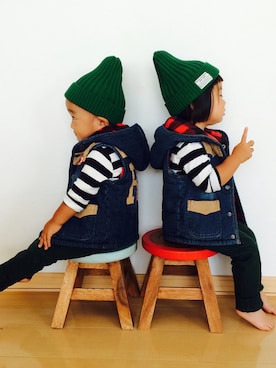 「スキップランド（スキップランド）のアイテム（ジャケット/アウター）」を使った、みつわさん（キッズ・80cm）の秋コーディネート