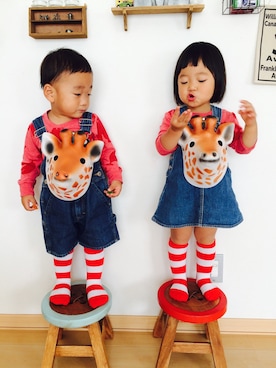 「マクドナルド」｜「アイテム（サロペット/オーバーオール）」を使った、みつわさん（キッズ・80cm）の秋コーディネート