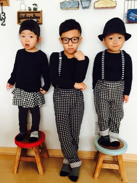 「フェリシモキッズ（フェリシモキッズ）のアイテム（パンツ）」を使った、みつわさん（キッズ・90cm）の春コーディネート