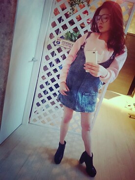 「shopnikoniko」｜「アイテム（オールインワン・サロペット）」を使った、藤田よしみさん（レディース・151cm）の春コーディネート