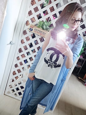 「ロングカーディガン」｜藤田よしみさん（レディース・151cm）の夏コーディネート