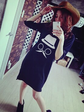 「Tシャツワンピ」｜藤田よしみさん（レディース・151cm）の夏コーディネート