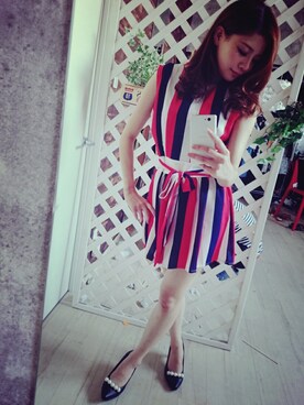 「パンプス 黒」｜藤田よしみさん（レディース・151cm）の夏コーディネート