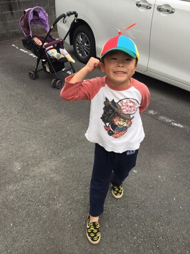 「FLYING TIGERS（フライングタイガー）のアイテム（キャップ）」を使った、rcsmさん（キッズ・120cm）の冬コーディネート