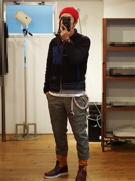 「WHIZLIMITED（ウィズリミテッド）のアイテム（その他）」を使った、下野宏明さん（メンズ・180cm）の秋コーディネート