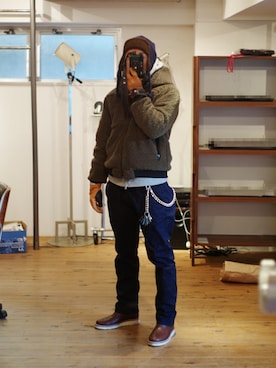 「WHIZLIMITED（ウィズリミテッド）のアイテム（その他）」を使った、下野宏明さん（メンズ・180cm）の冬コーディネート