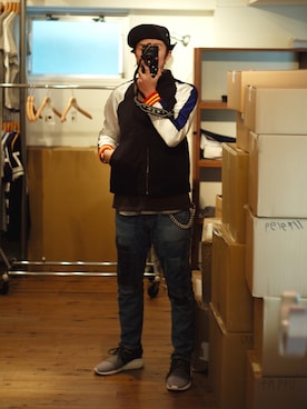 「WHIZLIMITED（ウィズリミテッド）のアイテム（ブルゾン）」を使った、下野宏明さん（メンズ・181cm）の冬コーディネート