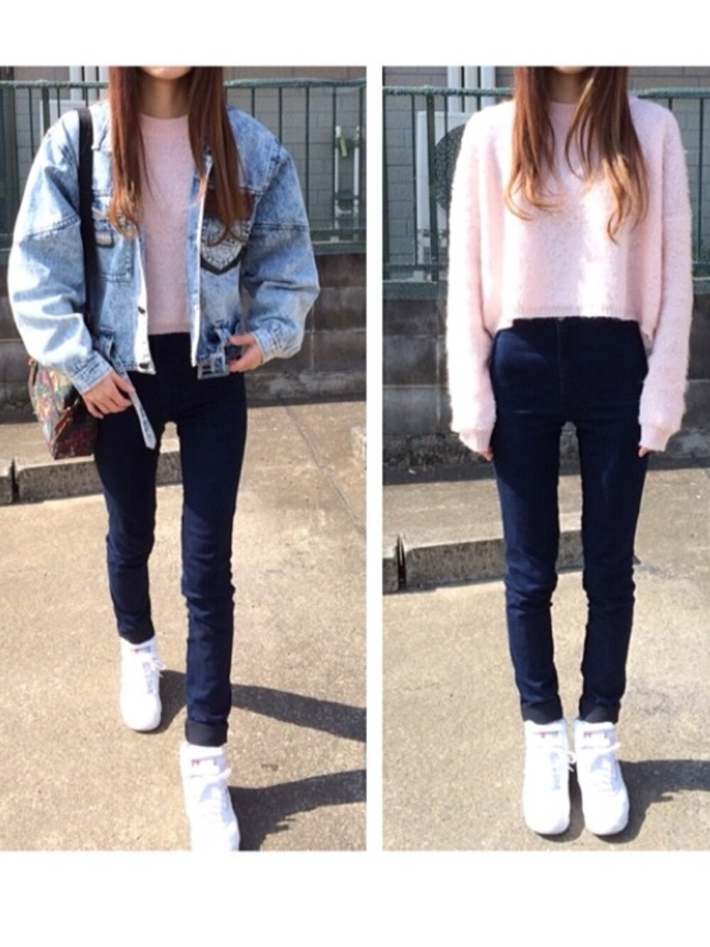 「reebok、American Apparel」｜「American Apparelのイージージーンズ（デニムパンツ、ブルー系）」を使った、tknさん（レディース・156cm）の春コーディネートの1枚目の写真