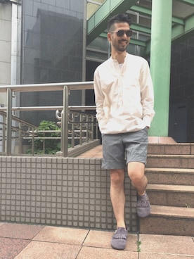 「Scye（サイ）のアイテム（シャツ/ブラウス）」を使った、Yodaさん（メンズ・175cm）の夏コーディネート