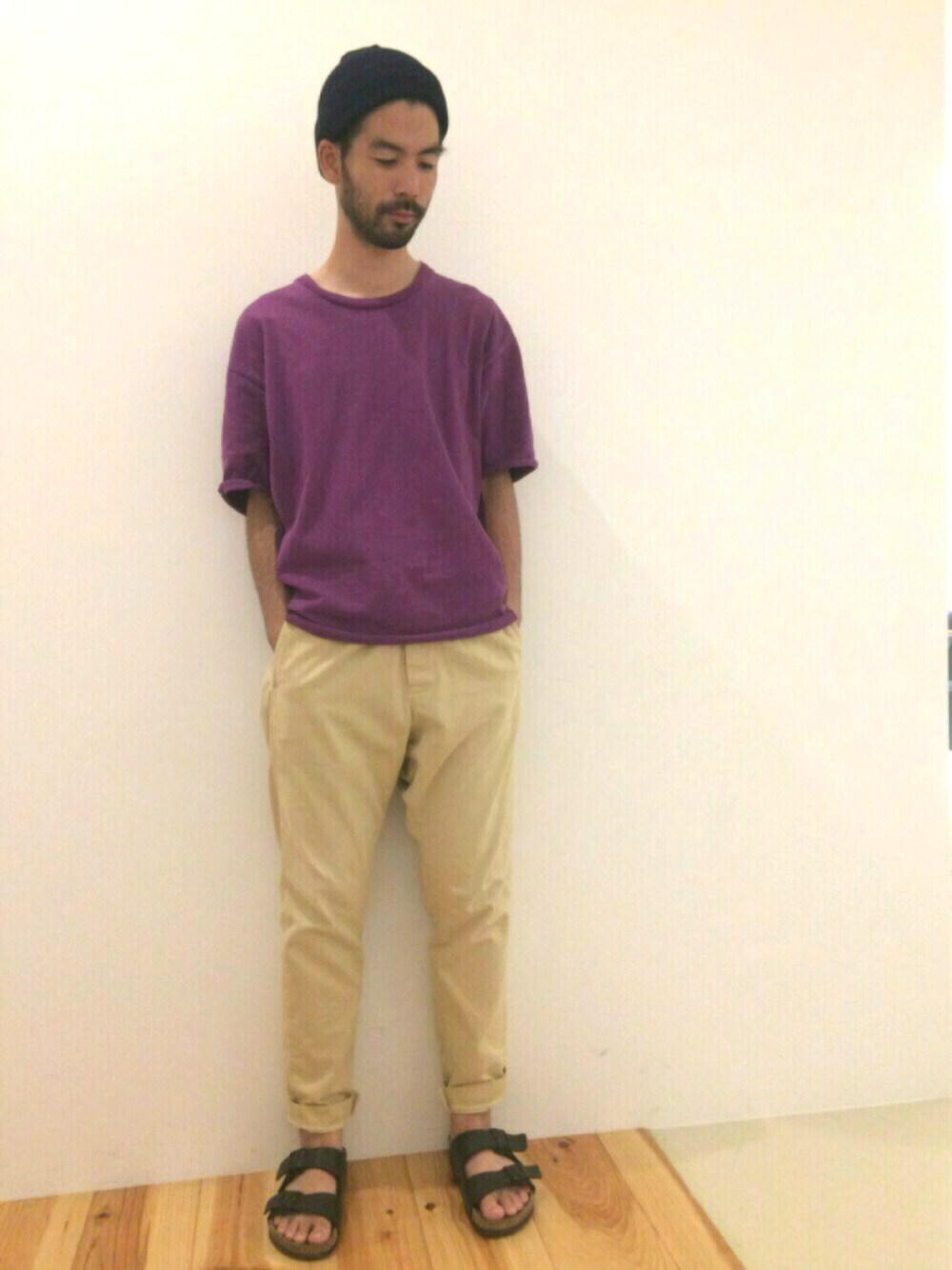 「シンプル、ビッグシルエット、オトナカジュアル、リラックススタイル、kolor、ANATOMICA、Levis」｜「kolorのアイテム（Tシャツ/カットソー、パープル系）」を使った、Yodaさん（メンズ・175cm）の夏コーディネートの1枚目の写真