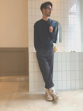 「Scye（サイ）のアイテム（スラックス）」を使った、Yodaさん（メンズ・175cm）の秋コーディネート