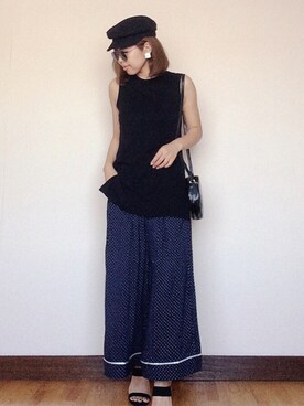 「サークルバッグ」｜「アイテム（キャスケット）」を使った、 H A L .さん（レディース・159cm）の夏コーディネート