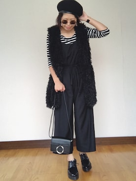 「moussy」｜「アイテム（サロペット/オーバーオール）」を使った、 H A L .さん（レディース・159cm）の秋コーディネート