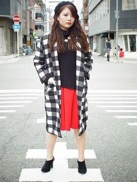 「スナップ」｜「アイテム（ハンチング/ベレー帽）」を使った、piyoさん（レディース・162cm）の春コーディネート