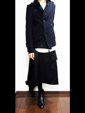 「アイテム（ピーコート）」を使った、Liricoさん（メンズ・177cm）の冬コーディネート