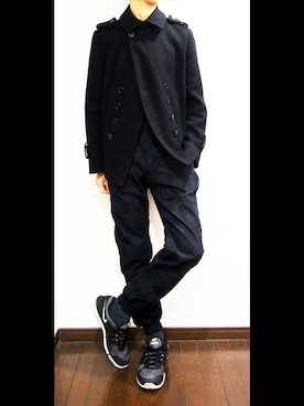 「Y's（ワイズ）のアイテム（ピーコート）」を使った、Liricoさん（メンズ・177cm）の冬コーディネート