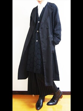 「Y's（ワイズ）のアイテム（チェスターコート）」を使った、Liricoさん（メンズ・177cm）の秋コーディネート