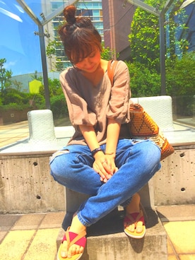 「アイテム（トップス、ベージュ系）」を使った、miwaさん（レディース・155cm）の春コーディネート