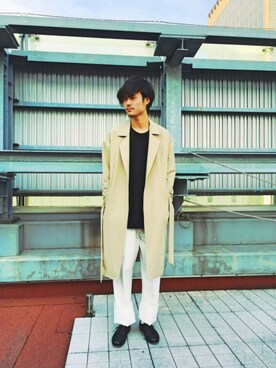 「ロング」｜「アイテム（トレンチコート）」を使った、KOU SUEMATSUさん（メンズ・172cm）の春コーディネート