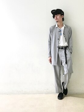 「Yohji Yamamoto（ヨウジヤマモト）のアイテム（帽子）」を使った、KOU SUEMATSUさん（メンズ・172cm）の春コーディネート