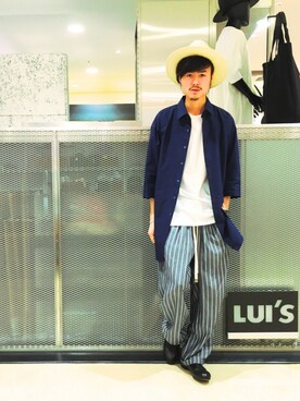 「lot holon（ロットホロン）のアイテム（その他パンツ）」を使った、KOU SUEMATSUさん（メンズ・172cm）の夏コーディネート