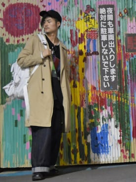 「アキコーデ」｜「アイテム（トレンチコート）」を使った、KOU SUEMATSUさん（メンズ・172cm）の秋コーディネート