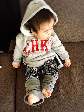 「フード」｜reeeeee0さん（キッズ・70cm）の冬コーディネート