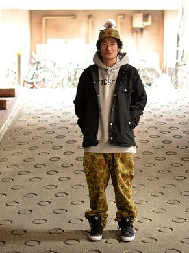 「FTC（エフティーシー）のアイテム（帽子）」を使った、Lafayette CREWさん（メンズ・164cm）の春コーディネート