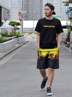 「Lafayette（ラファイエット）のアイテム（帽子）」を使った、Lafayette CREWさん（メンズ・173cm）の夏コーディネート