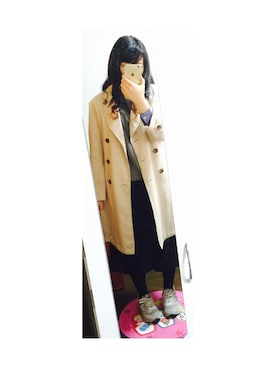 「AS KNOW AS plus（アズノゥアズプラス）のアイテム（トレンチコート）」を使った、A  u さん（レディース・152cm）の春コーディネート