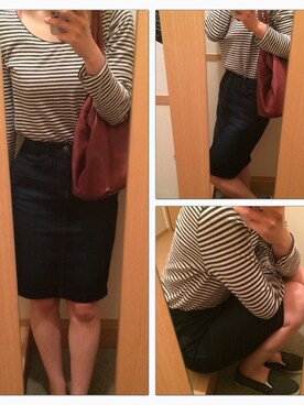 「UNIQLO（ユニクロ）のデニムスカート（デニムスカート、ブルー系）」を使った、aaayyymさん（レディース・165cm）の夏コーディネート