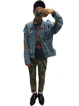 「cheap monday」｜「アイテム（デニムジャケット）」を使った、GELさん（メンズ・170cm）の夏コーディネート