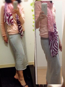 「UNIQLO（ユニクロ）のアイテム（ニット/セーター、ピンク系）」を使った、のんさん（レディース・149cm）の春コーディネート