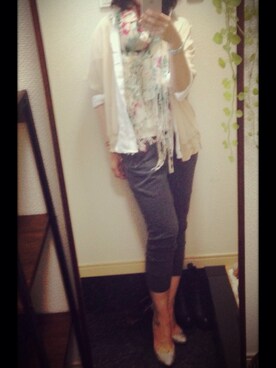 「アイテム（シャツ/ブラウス、ホワイト系）」を使った、のんさん（レディース・149cm）の春コーディネート