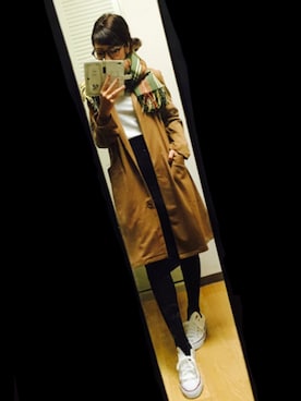 「NET（ネット）のアイテム（チェスターコート）」を使った、comaさんさん（レディース・158cm）の冬コーディネート