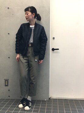 「Alpha Industries（アルファインダストリーズ）のアイテム（ブルゾン）」を使った、kozueさん（レディース・168cm）の冬コーディネート
