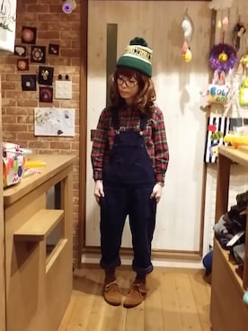 「ウィッグ」｜「アイテム（サロペット/オーバーオール）」を使った、るぅーさん（レディース・147cm）の冬コーディネート
