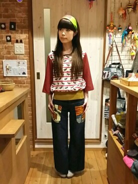 「VINTAGE（ヴィンテージ）のアイテム（ヘアバンド）」を使った、るぅーさん（レディース・147cm）の春コーディネート