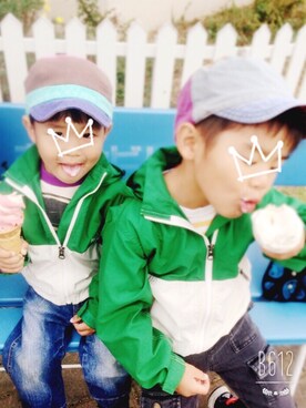 「アイテム（ナイロンジャケット）」を使った、Ku_haさん（キッズ・110cm）の秋コーディネート