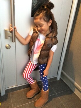 「SCOTCH & SODA（スコッチ アンド ソーダ）のアイテム（トップス）」を使った、Miiiyabiiiiさん（キッズ・110cm）の秋コーディネート