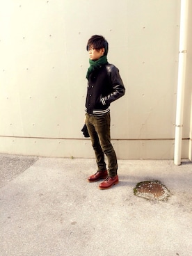「JOURNAL STANDARD（ジャーナルスタンダード）のアイテム（スタジャン）」を使った、SAIさん（メンズ・173cm）の冬コーディネート