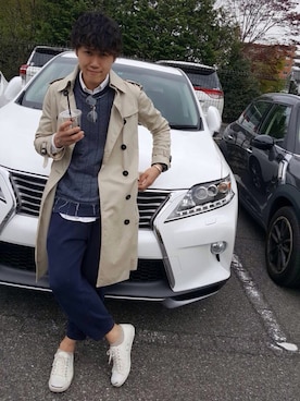 「united arrows」｜「アイテム（トレンチコート）」を使った、shibaさん（メンズ・175cm）の春コーディネート