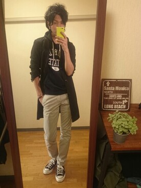 「アイテム（ピアス（片耳用）、ブルー系）」を使った、syuhiroさん（メンズ・175cm）の春コーディネート