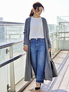 「ロングカーディガン」｜Raiさん（レディース・157cm）の冬コーディネート