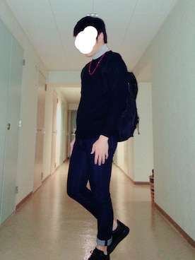 「GLOBAL WORK（グローバルワーク）のTRAILBACKPACK/566710 （バックパック/リュック、ブラック系）」を使った、タクマさん（メンズ）の秋コーディネート